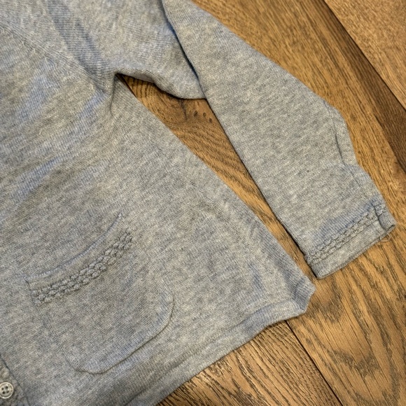 Girls Angel Dear Light Gray Knit Button Up Sweater - Picture 3 of 7